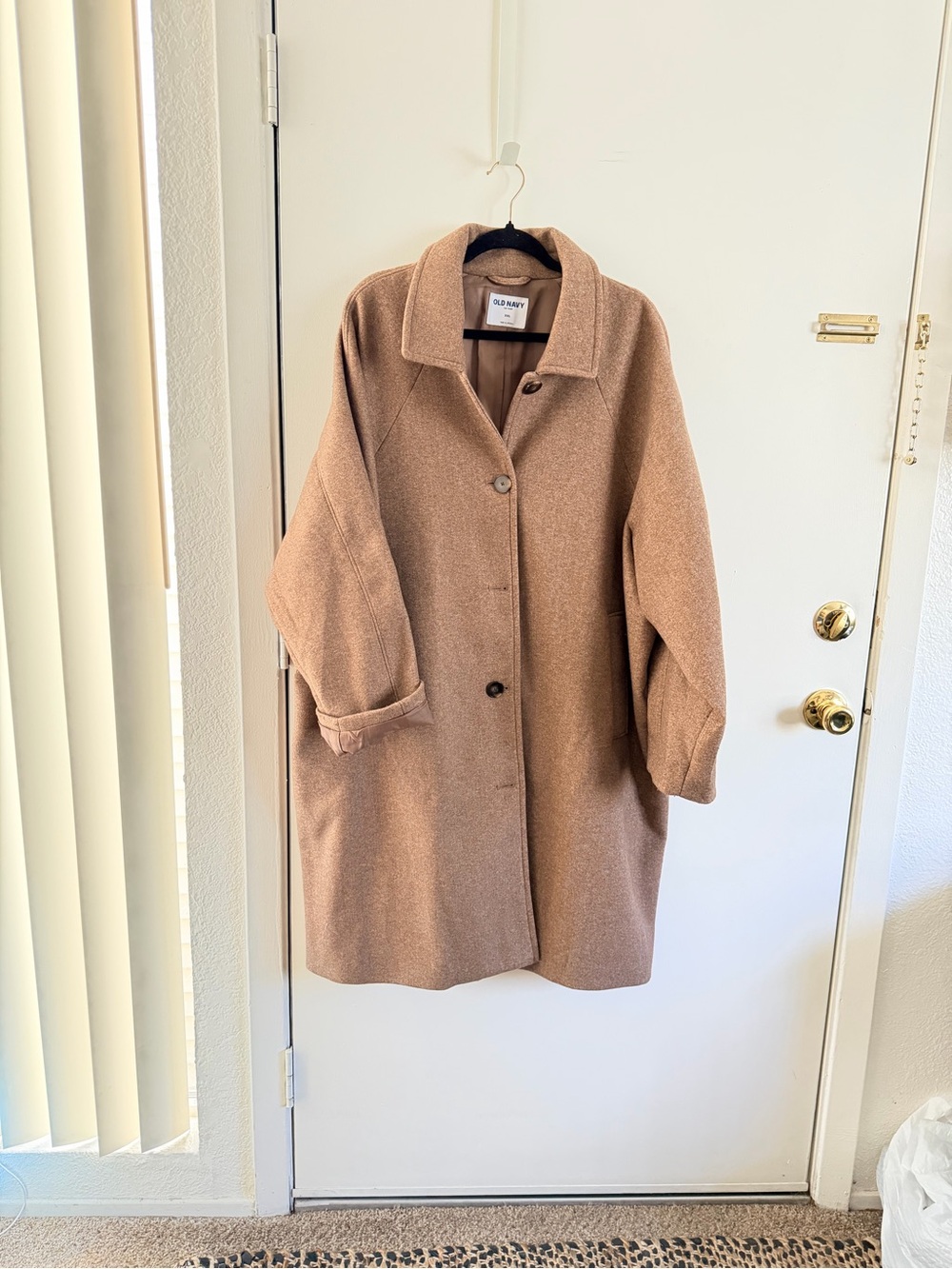 Old Navy Tan Oversized Wool-Blend Pea Coat